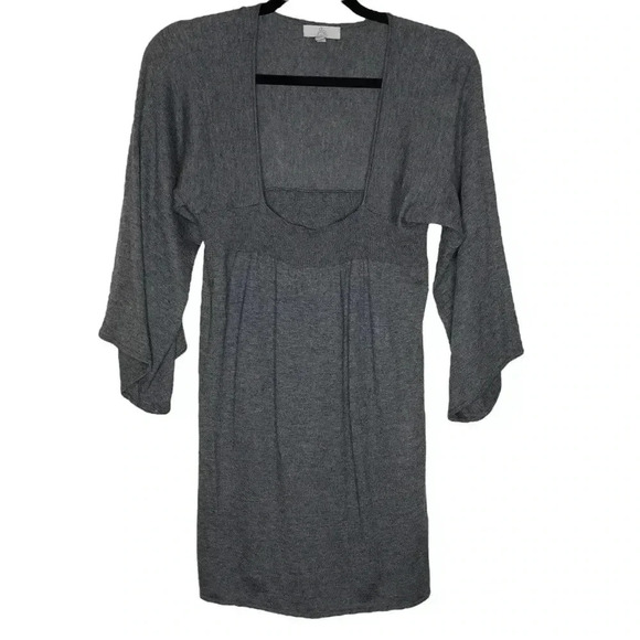 Joie Cashmere Blend Flare 3/4 Sleeve Lightweight Grey Sleeve Dress Size  Large - Picture 1 of 6